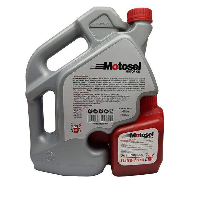 روغن موتور خودرو موتوسل مدل Kangaroo Plus SM 20W_50 حجم 4.73 لیتر
